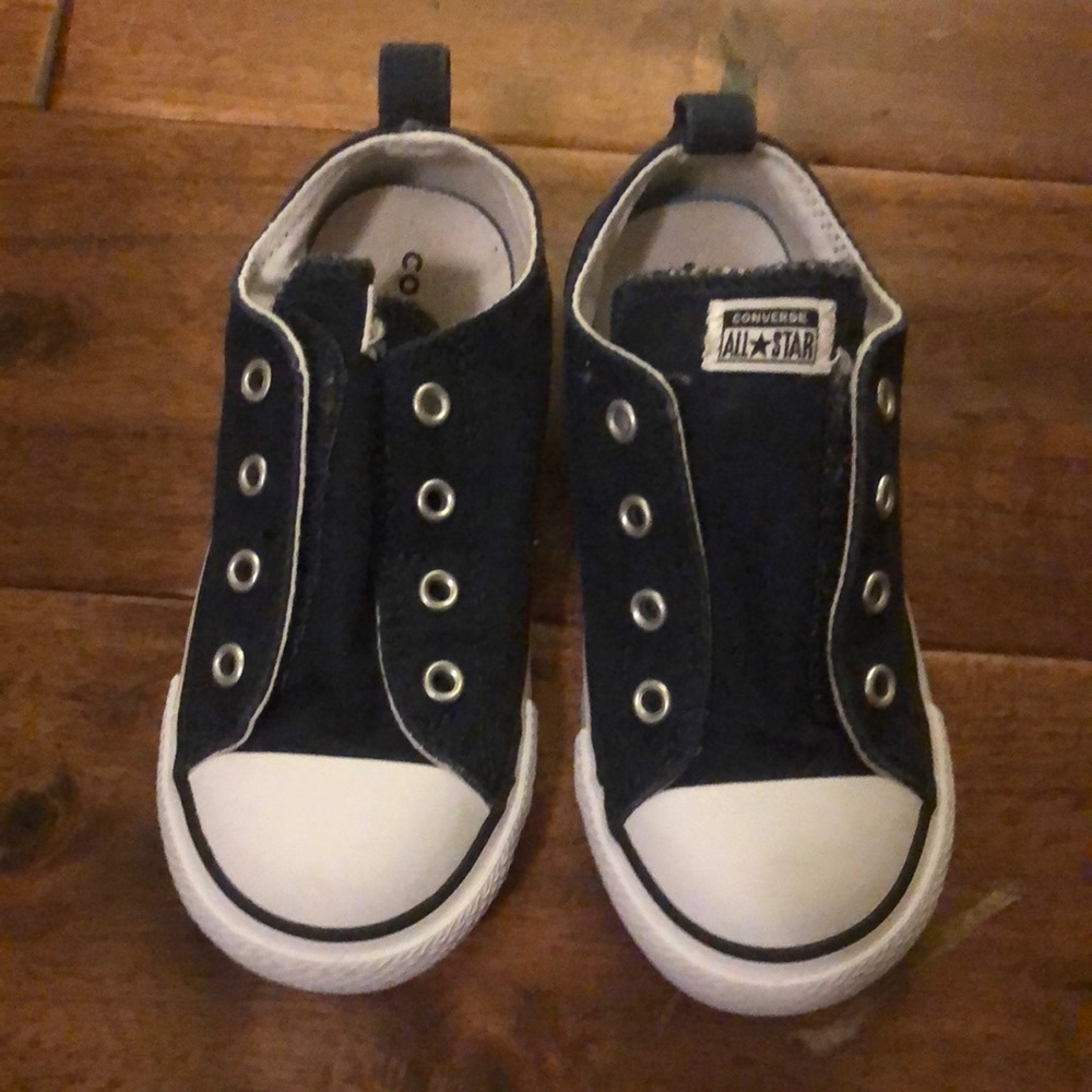 Navy blue converse slip ons